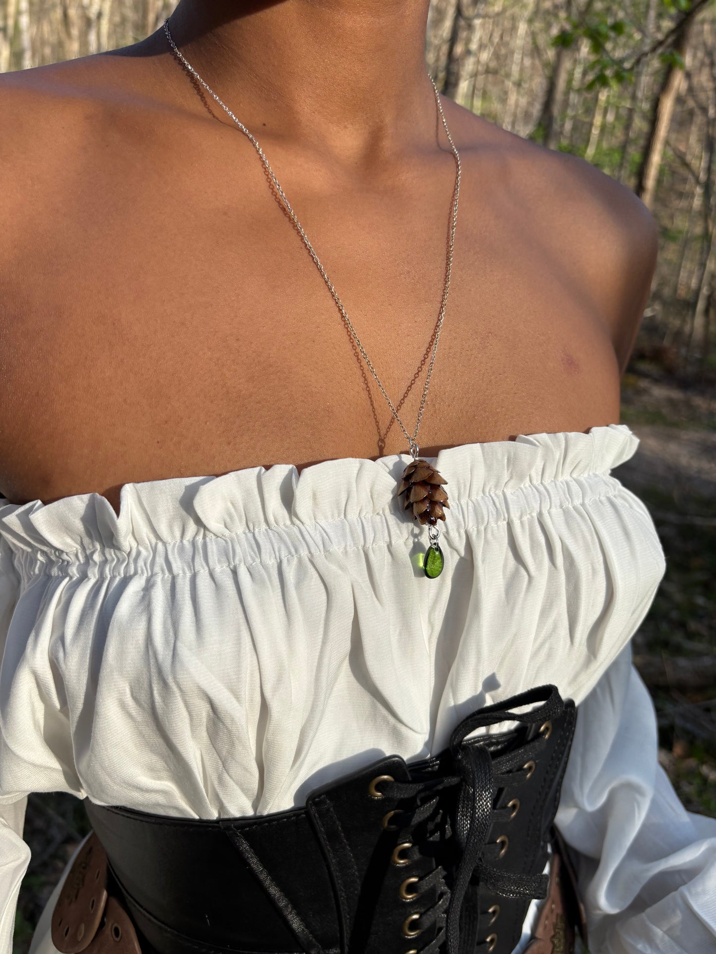 Hemlock Pinecone necklace (silver chain)