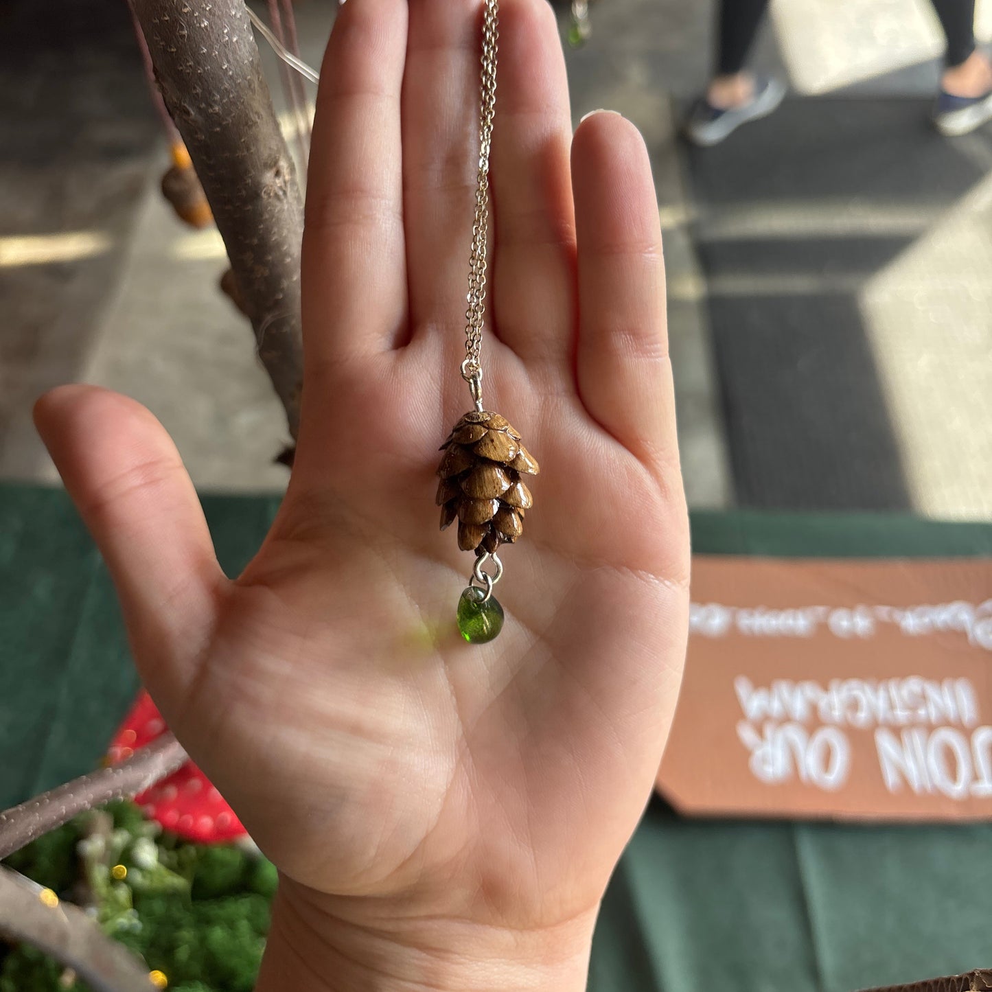 Hemlock Pinecone necklace (silver chain)